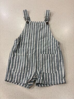 Zara Blue and White Striped Kids' Short Overalls